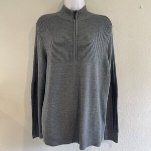 Smartwool Mens M Blue Gray Heathered Merino Wool Blend Half Zip Texture Sweater